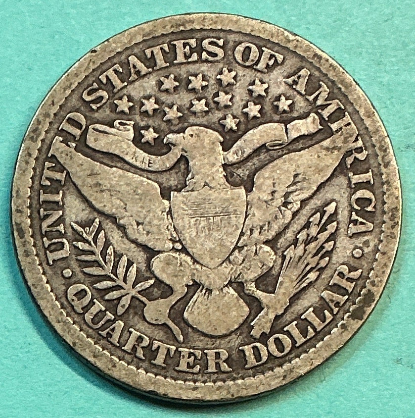1899 Barber Quarter., Very Good Circulated Details., Store#QR1215