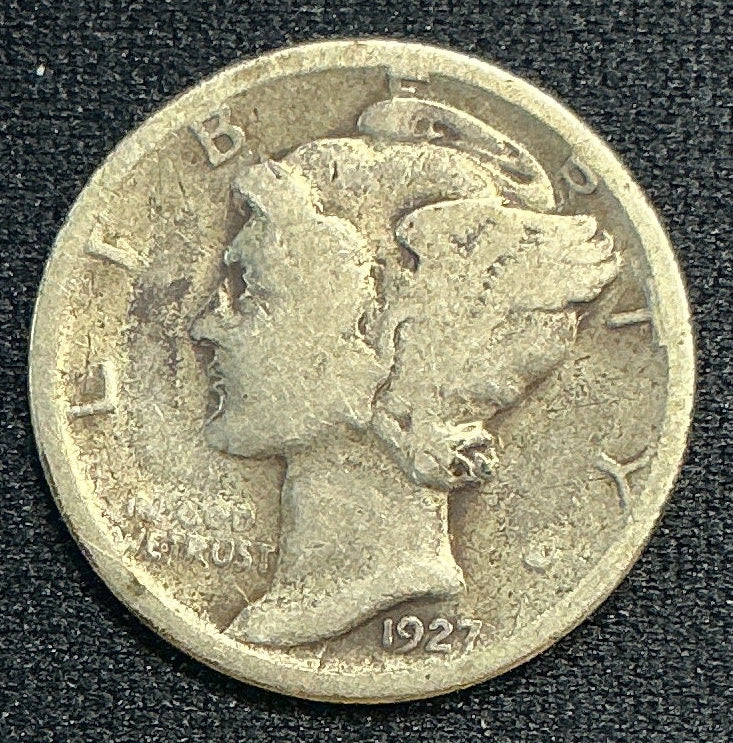 1927-S Mercury Dime, Good Circulated Coin, Store #DE0608