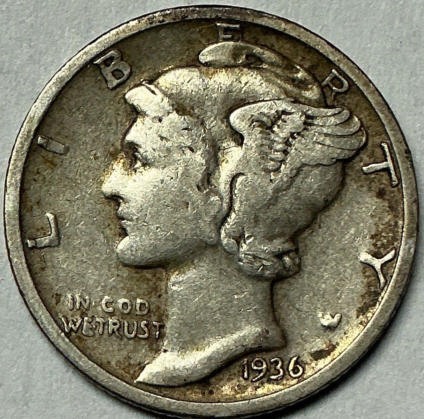 1936-S Mercury Dime, Fine Circulated Coin, Store #DE0990
