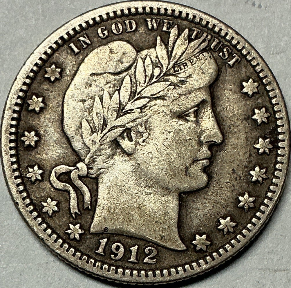 1912 Barber Quarter, Very Fine Circulated Coin, Store #QR1964