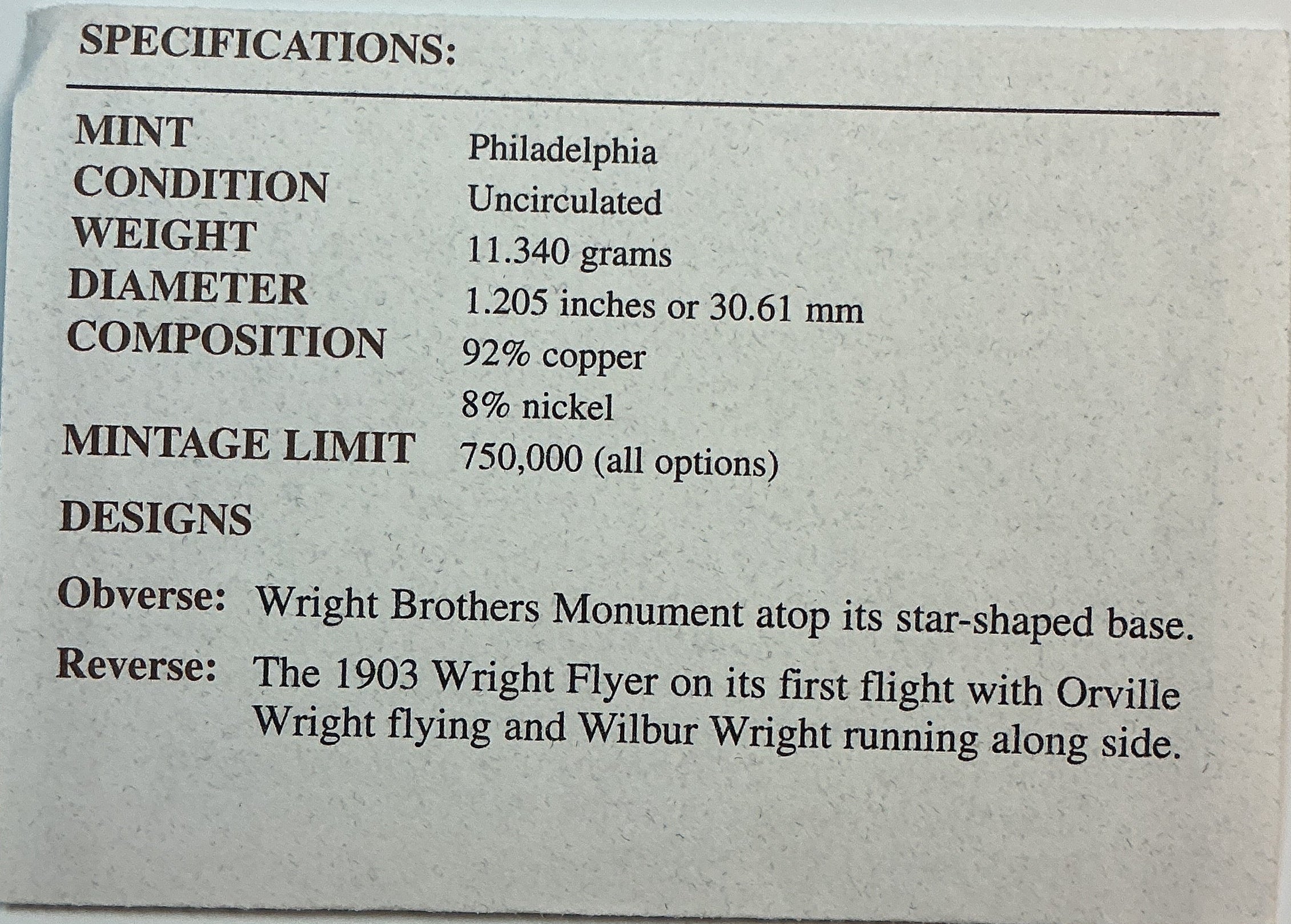 2003 US Mint, First Flight Centennial Commemorative Coin Program Store #GMC230