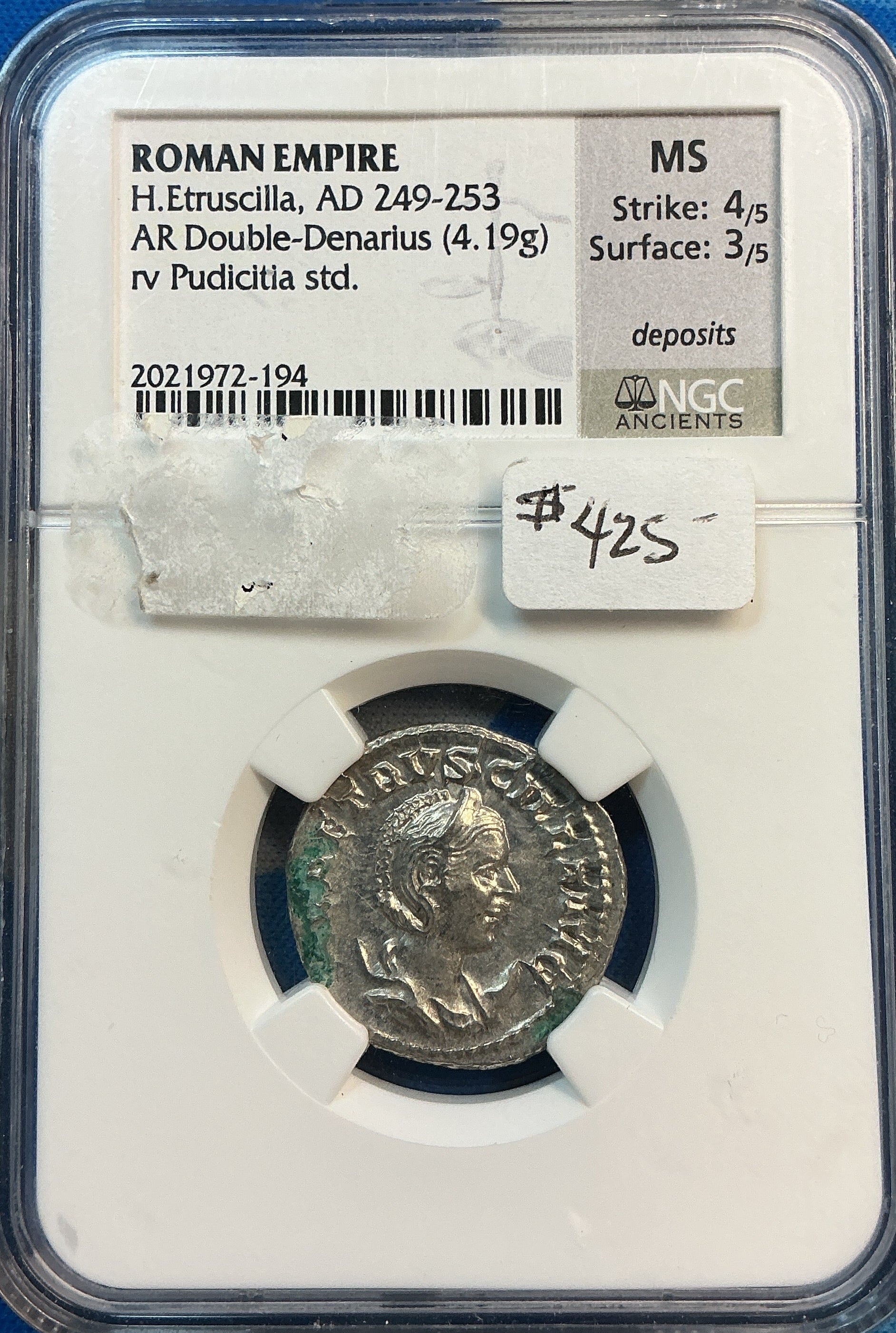 Roman Empire, H. Etruscilla, AD 249-253. Double-Denarius. #AT0007