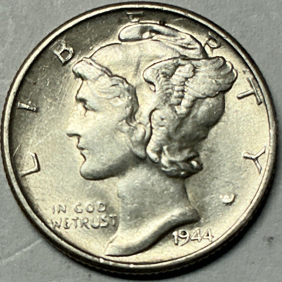 1944-S Mercury Dime, About Uncirculated Coin, Store #DE0998