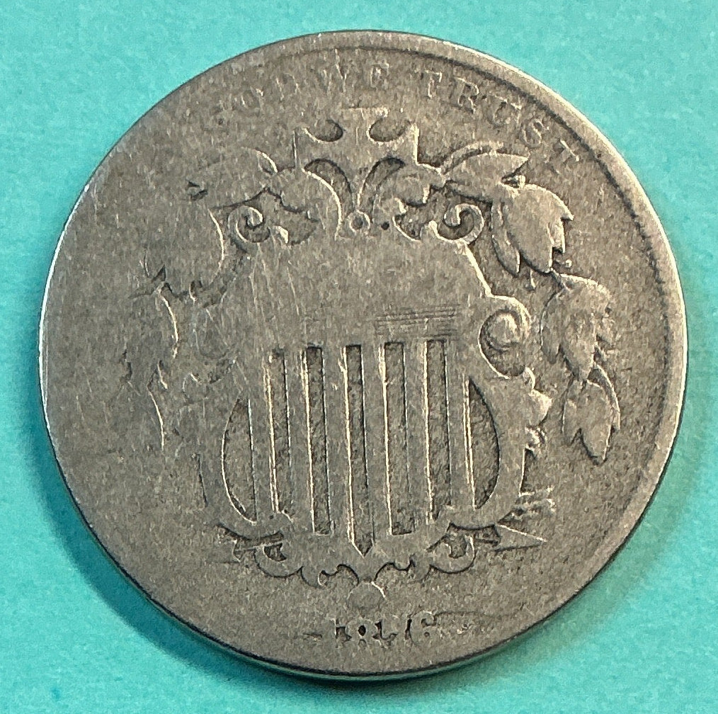 1876 Shield Nickel, Very Good+ Circulated Detail Coin, Store #NL0118