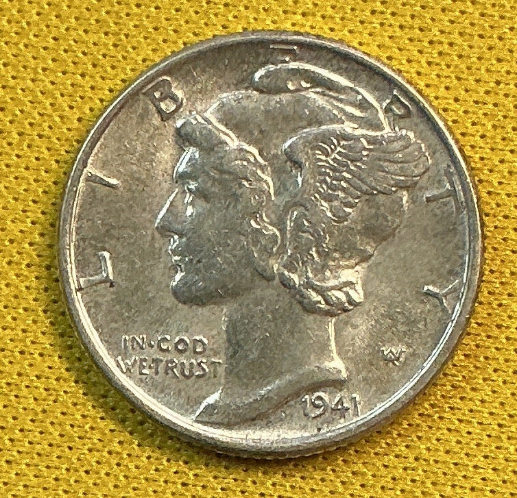 1941 Mercury Dime, Mint State Uncirculated Coin, Store #DE0675