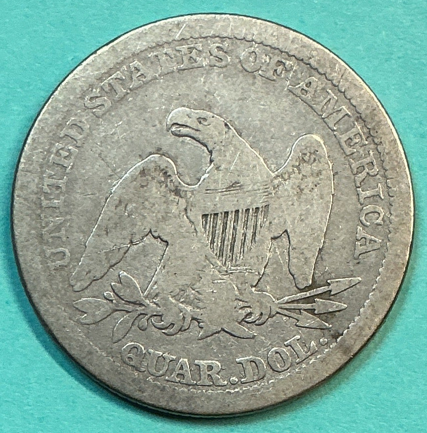 1858 Liberty Seated Quarter., Fine Circulated Details., Store#QR1181