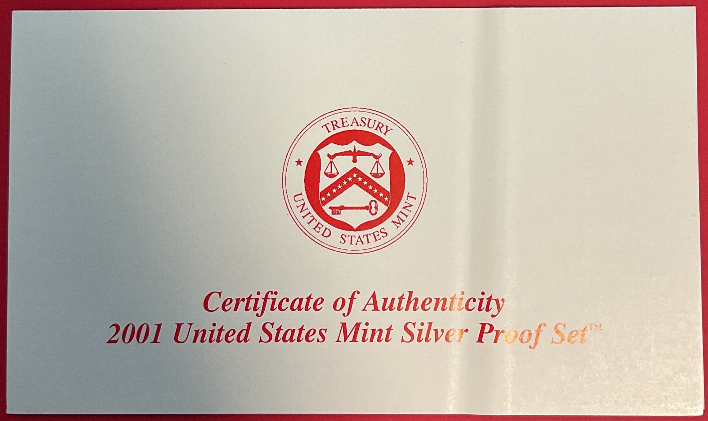 2001 United States Mint Silver Proof Set w/C.O.A.