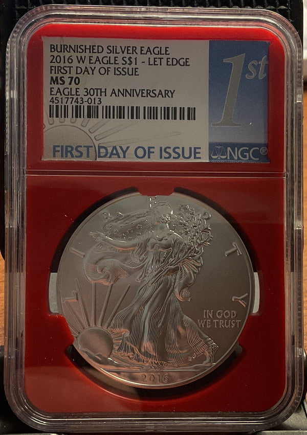 .999 Silver, 1 Troy Ounce, 2016(W) American Silver Eagle, NGC MS-70, Store #AE0260