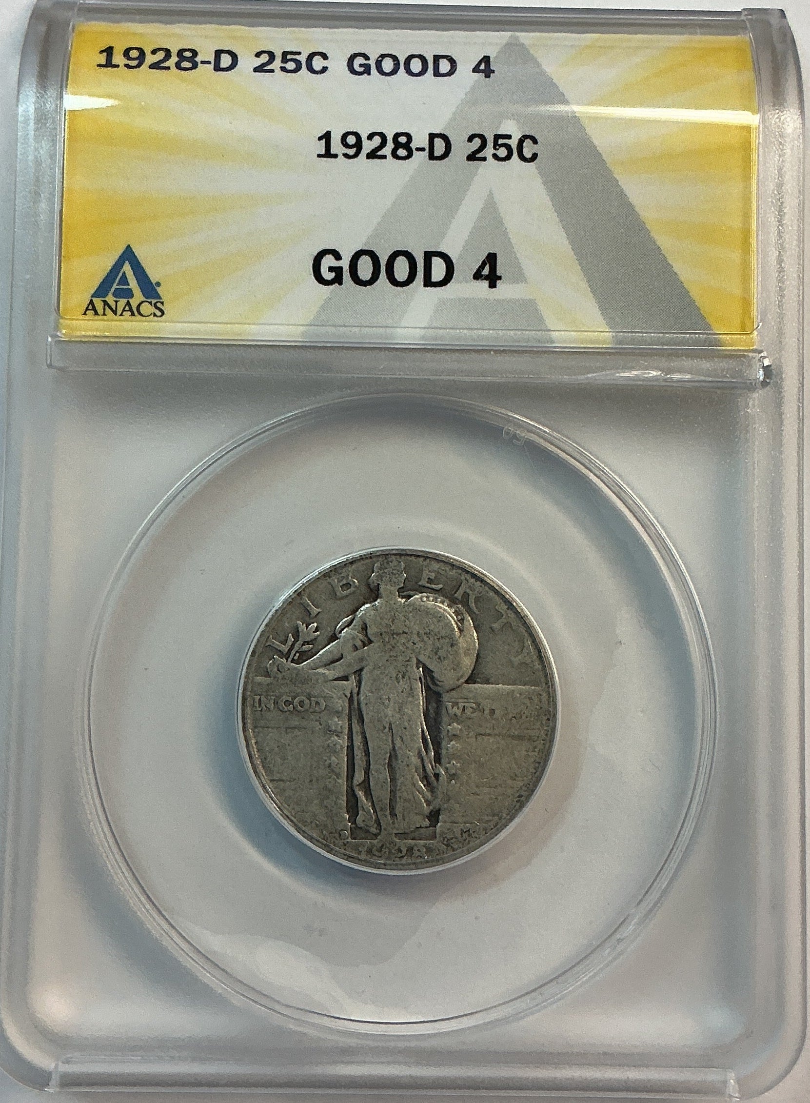 1928-D Standing Liberty Quarter, ANACS Good-4, Store #QR1631