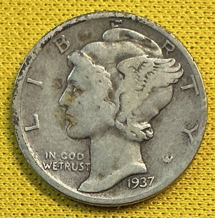 1937-D Mercury Dime, Good Circulated Coin, Store #DE0649