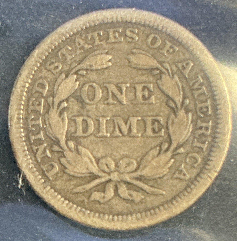 1850 Seated Liberty Silver Dime, Very Fine+, Store Sale #DE692