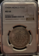 .999 silver, 1940M Mexico Peso, NGC MS-64, Store