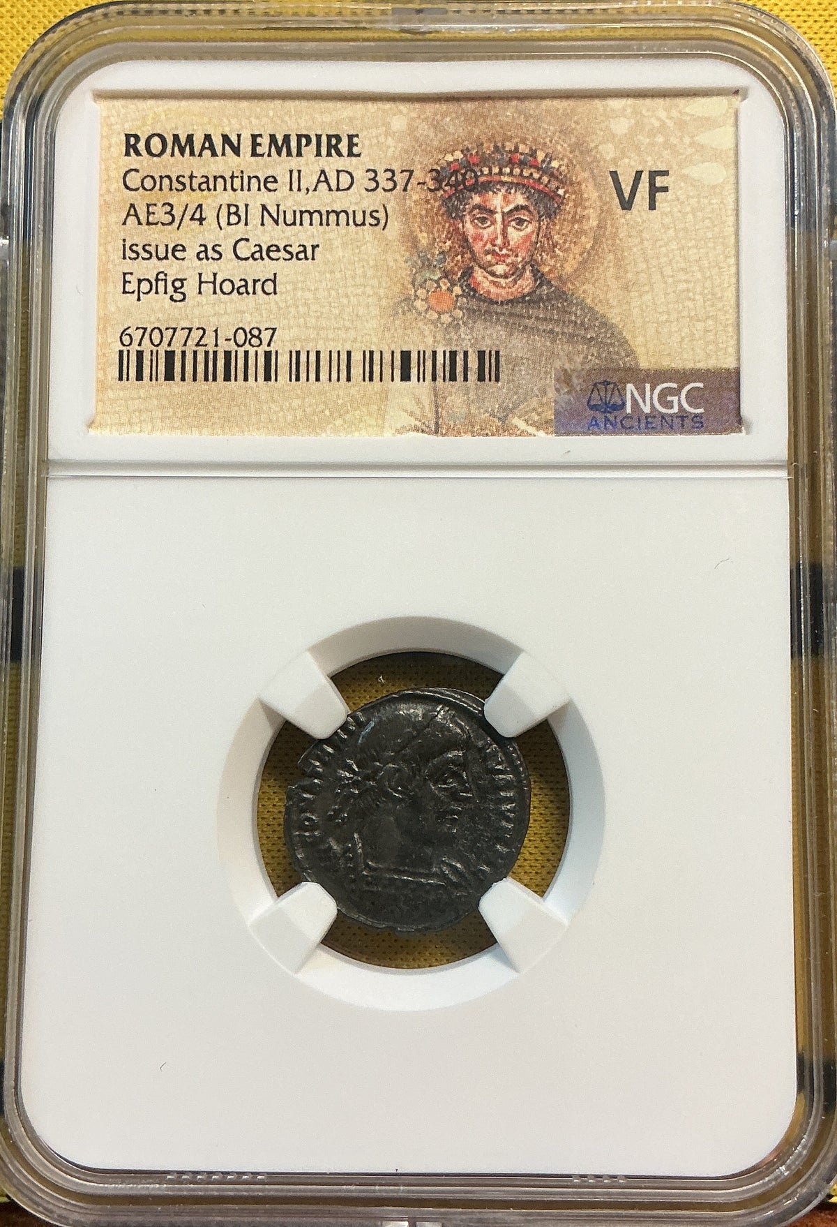 Ancient Coinage, VF, Roman Empire, Constantine II, AE3/4 (BI Nummus), AD 337-340, Store #AT0057