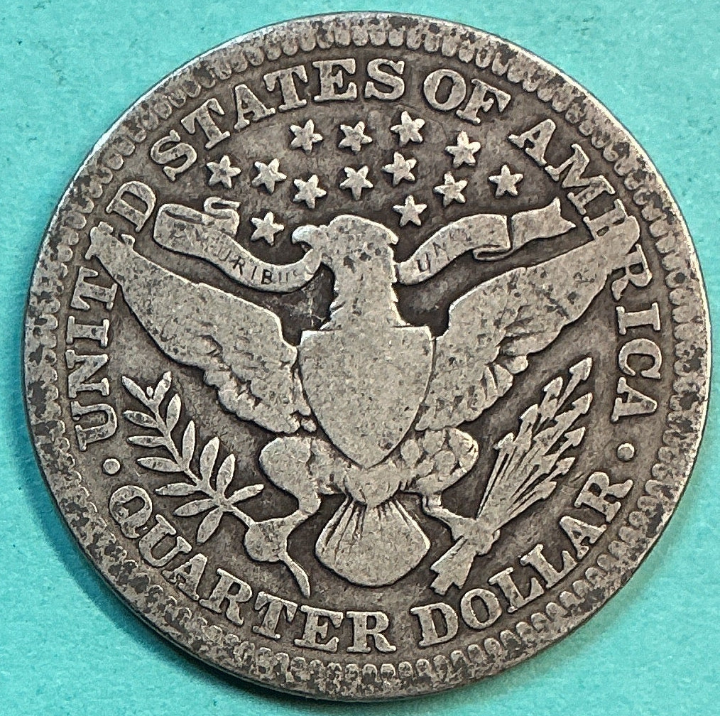 1901 Barber Quarter., Very Good Circulated Details., Store#QR1221