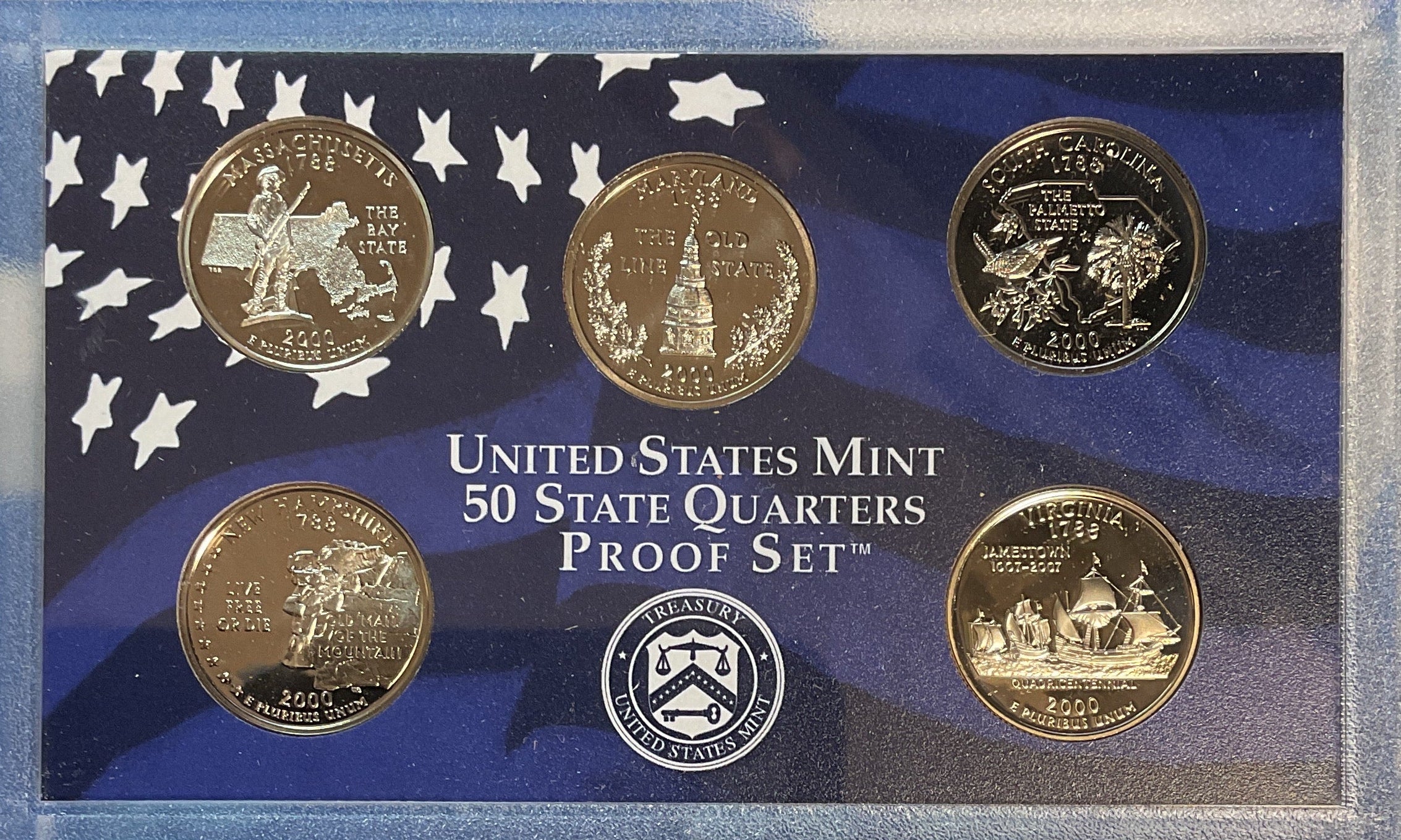 2000 U.S. Mint 50 State Quarters Proof Set, in Original Government Packaging.