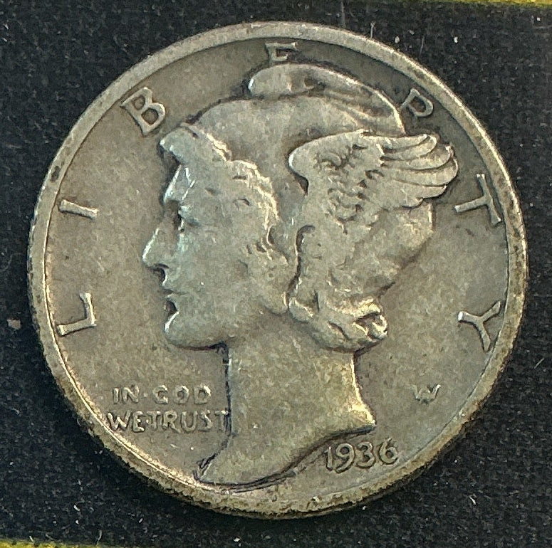 1936 Mercury Dime, Fine Circulated Coin, Store #DE0635