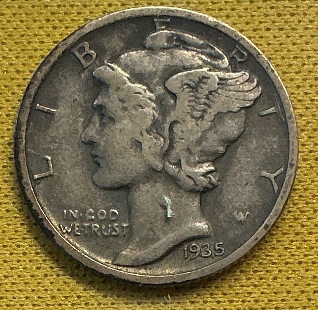 1935-D Mercury Dime, Very Fine Circulated Coin, Store #DE0631