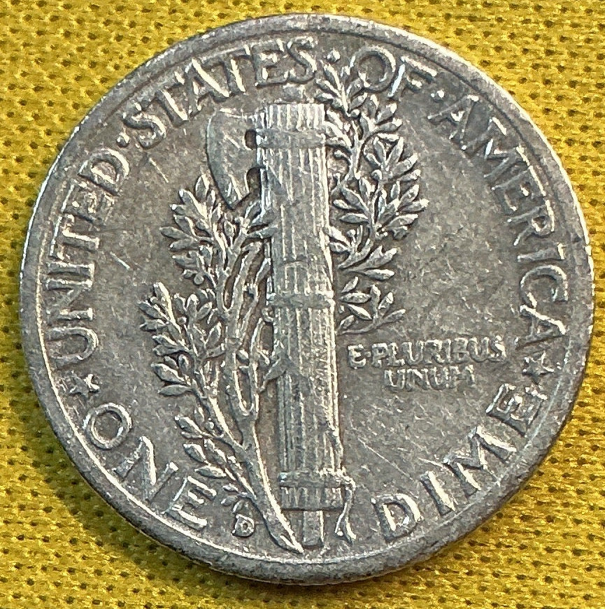1943-D Mercury Dime, About Uncirculated Coin, Store #DE0693
