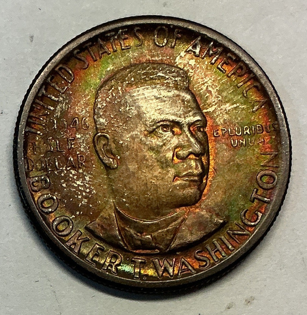 1946-D Booker T. Washington Half Dollar Commemorative, BEAUTIFUL TONING, Store #EC010