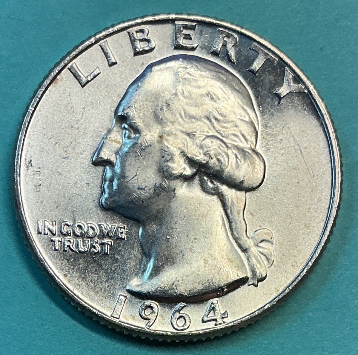 1964-D Silver Washington Quarter., Mint State Uncirculated Coin., Store #QR1415