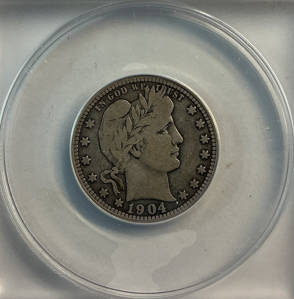 1904 Barber Quarter, ANACS Very Good 10. Store #QR1492