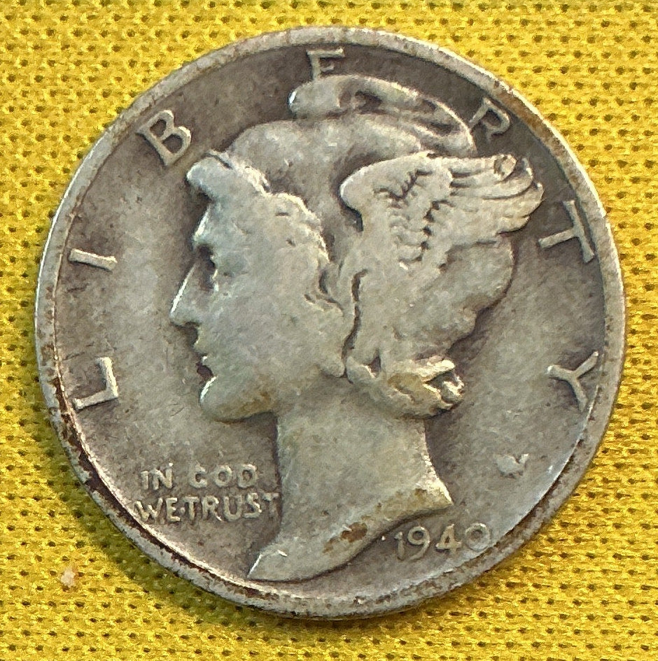 1940-S Mercury Dime, Very Good Circulated Coin, Store #DE0682