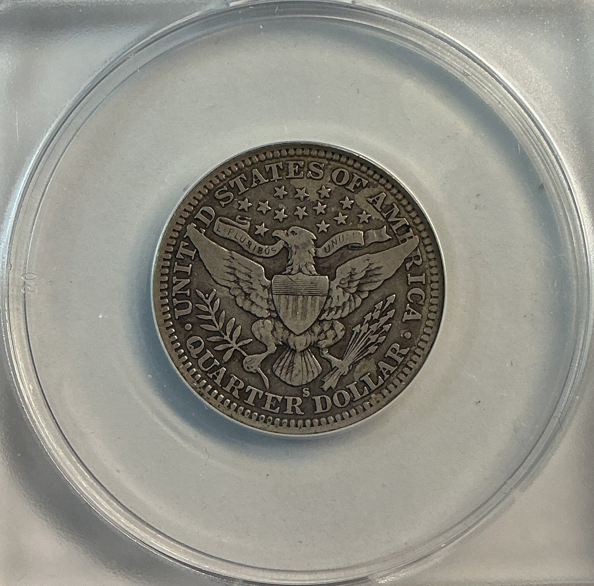 1912-S Barber Quarter, ANACS Fine 15. Store #QR1498