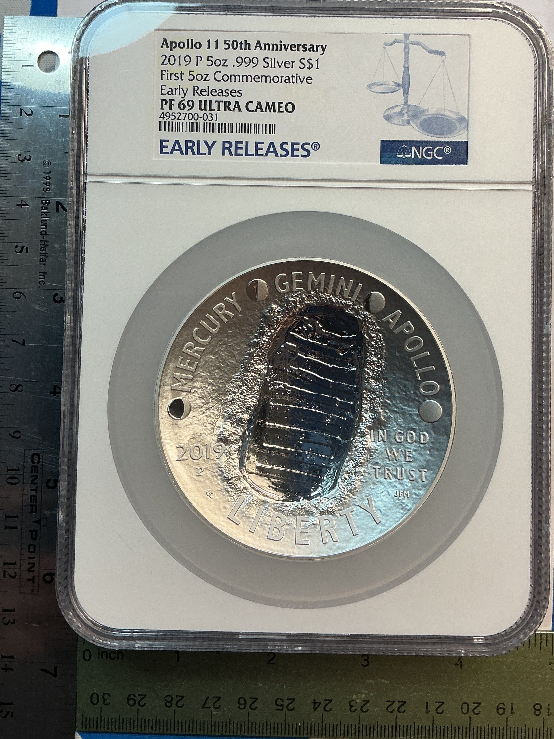 2019-P 5oz. Apollo 11 50th Anniversary Silver Dollar, NGC PF-69 Ultra Cameo, Store #SR103