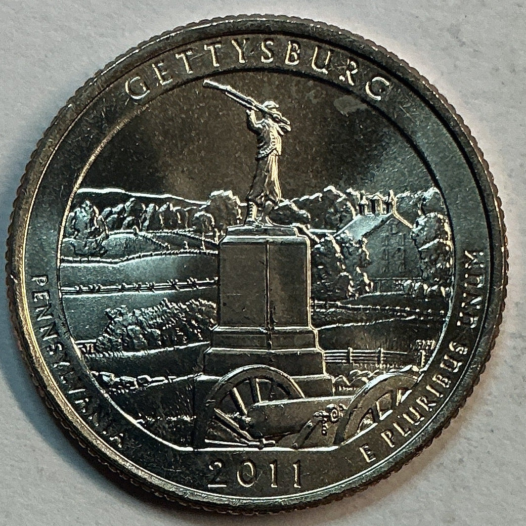 2011-P Brillant Uncirculated, Gettysburg National Park, Pennsylvania, Washington Quarter