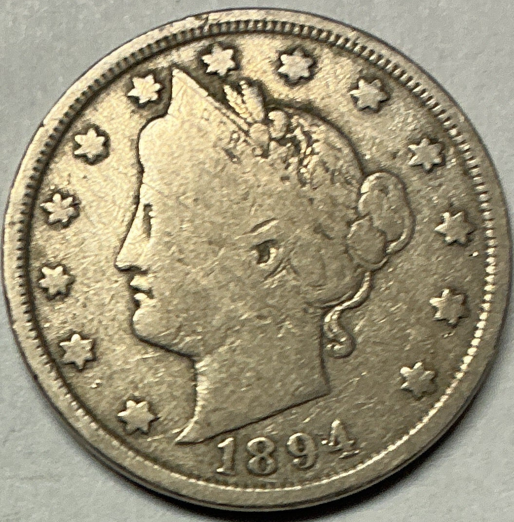 1894 Liberty Nickel, Very Good+ Circulated Coin, Store #NL1384