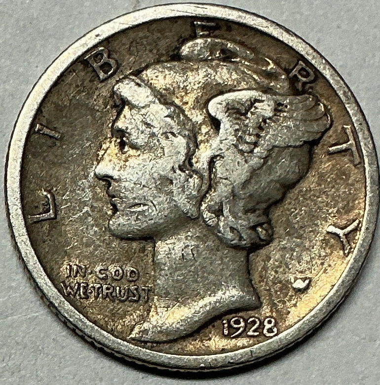 1928 Mercury Dime, Fine Circulated Coin, Store #DE923
