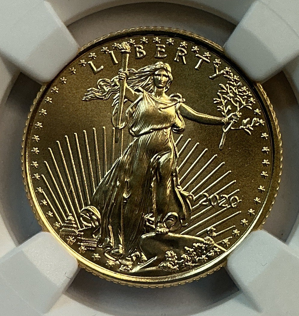 2020 $10, Proof Gold American Eagle Coin, 1/4 OZT, NGC MS 70, Store #GMC276