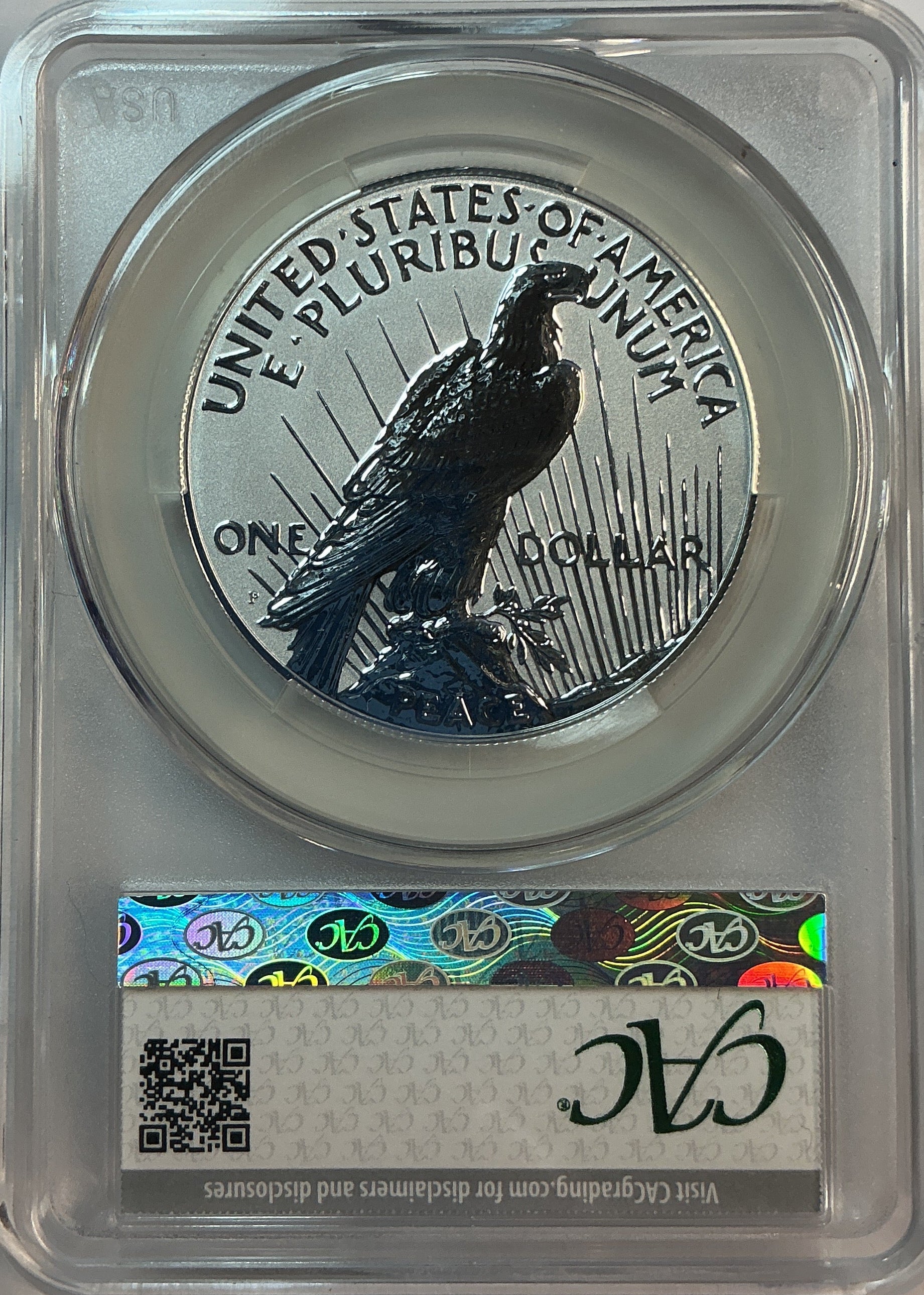 2026-P PEACE Silver Commemorative Reverse Proof, CAC PR67, Store #GMC243