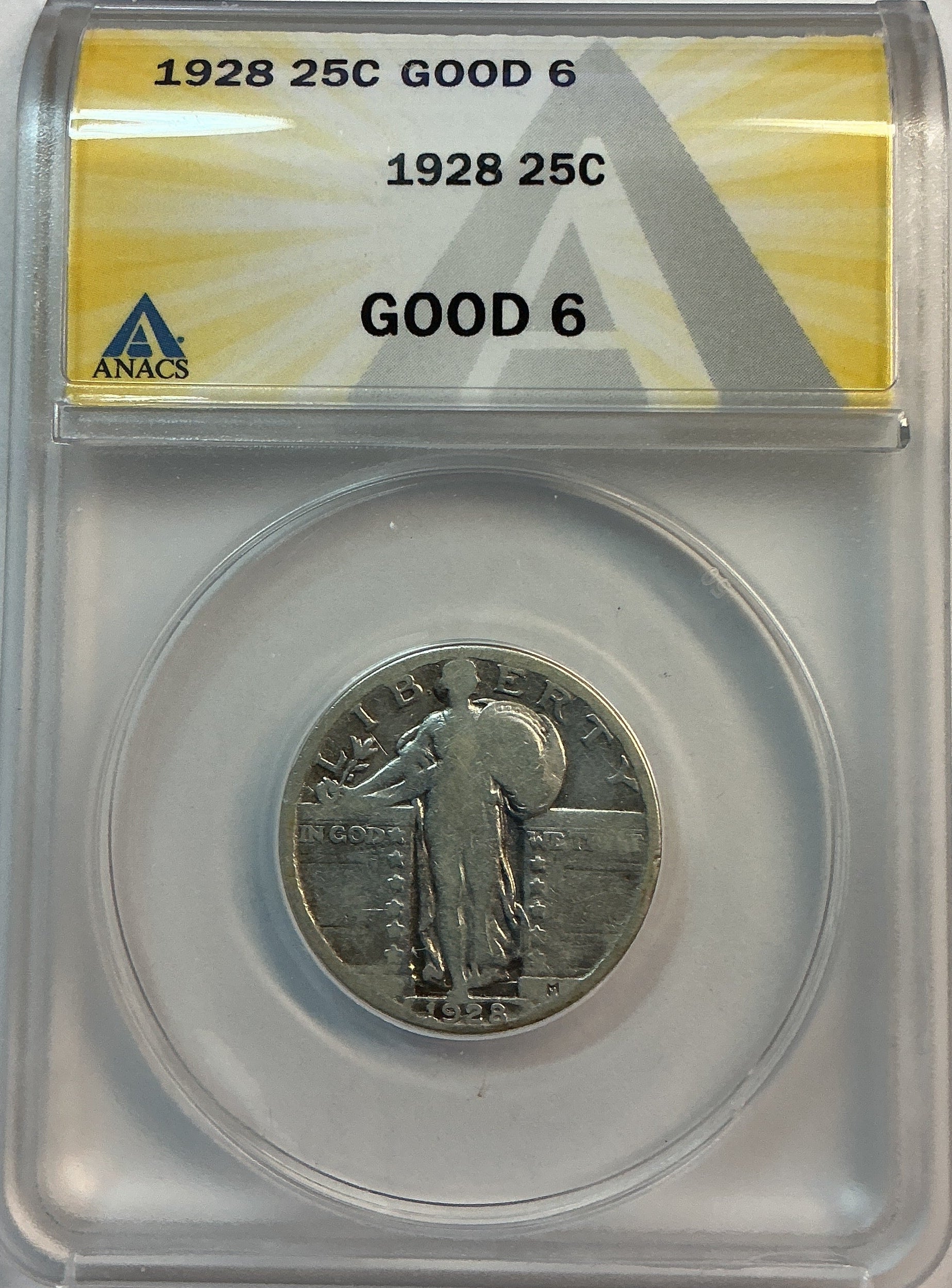 1928 Standing Liberty Quarter, ANACS Good-6, Store #QR1629