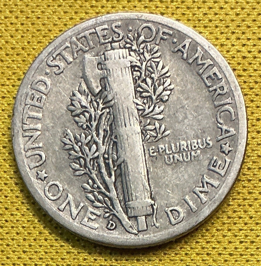 1937-D Mercury Dime, Very Good Circulated Coin, Store #DE0652