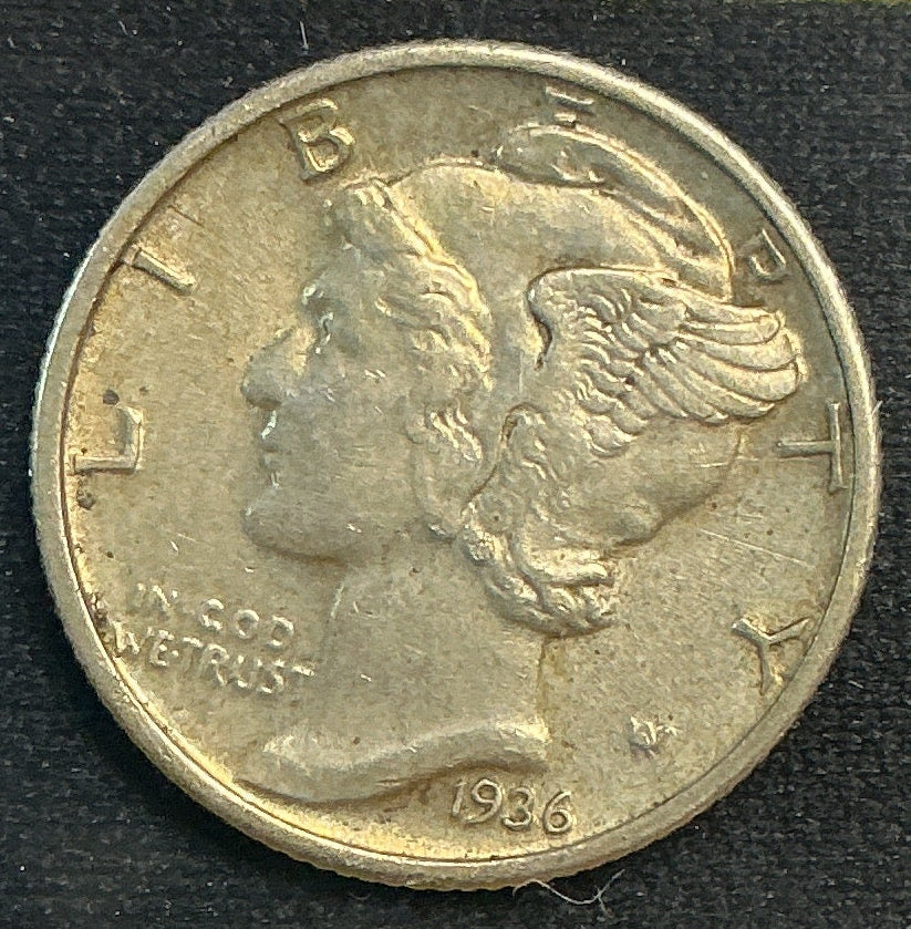 1936 Mercury Dime, About Uncirculated Coin, Store #DE0637
