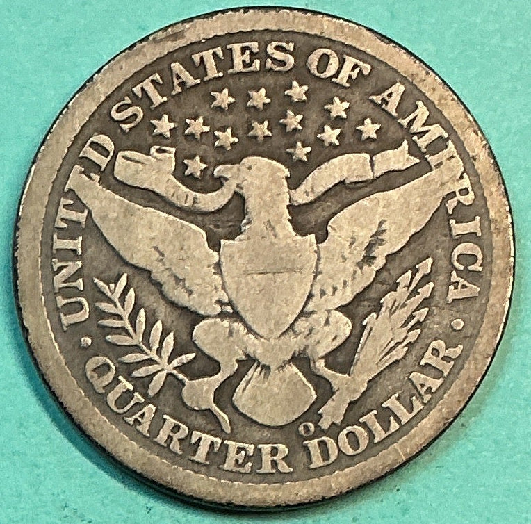 1895-O Barber Quarter., Good Circulated Details., Store#QR1196