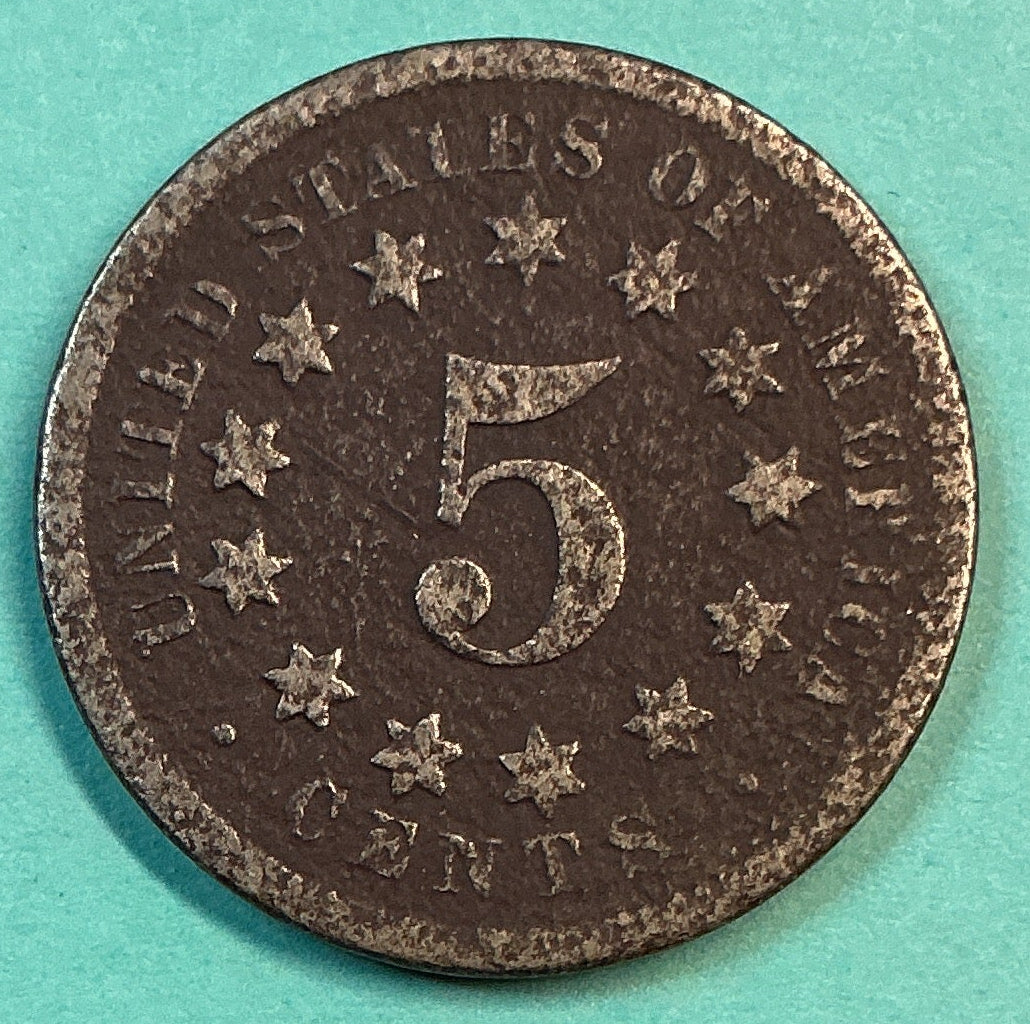1869 Shield Nickel, Fine Details Circulated Coin, Store #NL0112