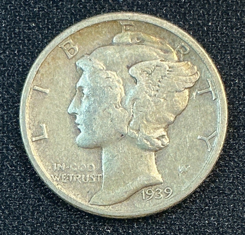 1939 Mercury Dime, Very Good+ Circulated Coin, Store #DE0656
