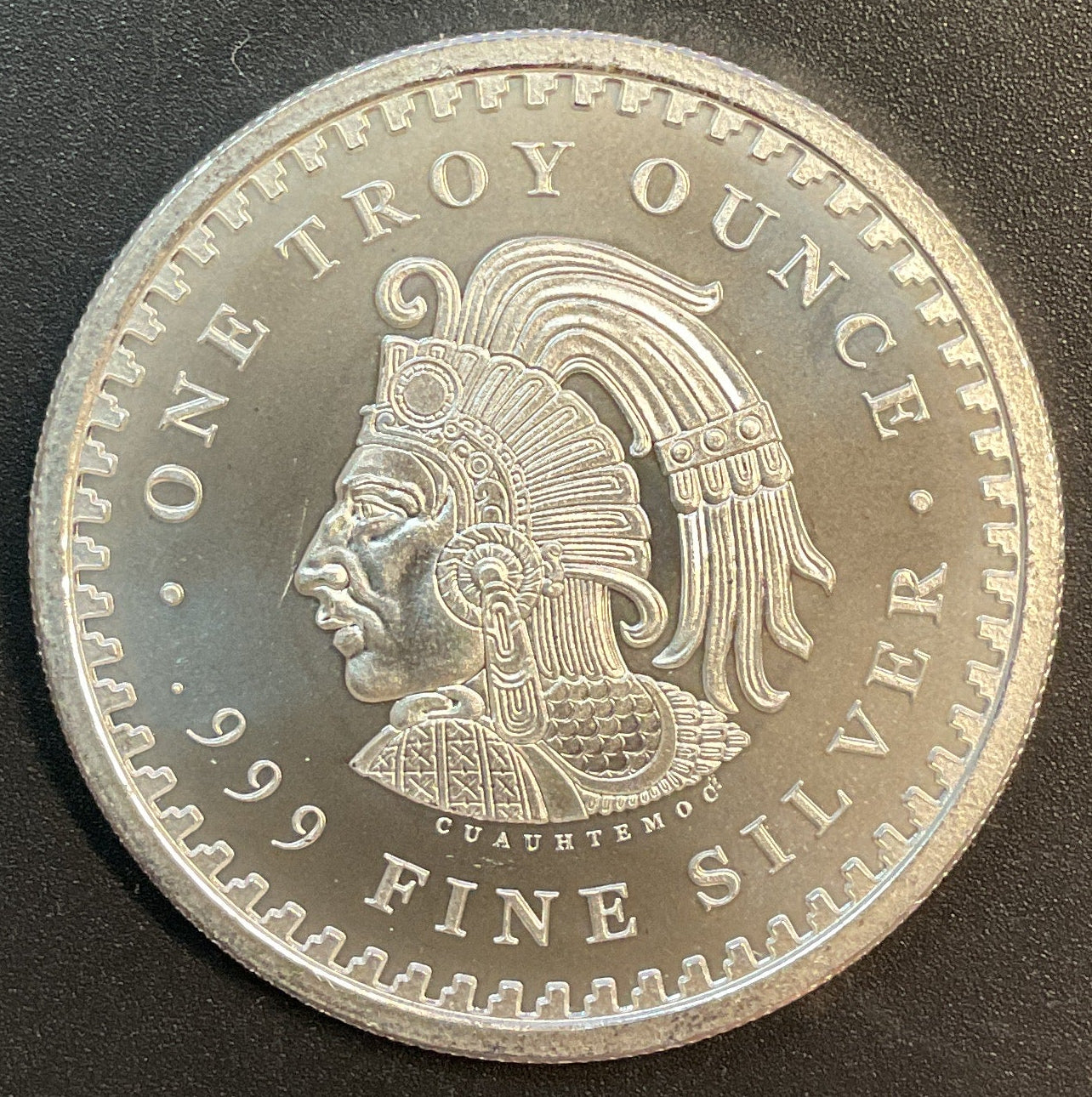 .999 silver, 1 Troy Ounce, Aztec Calendar Silver Round Bullion, Store #SR025