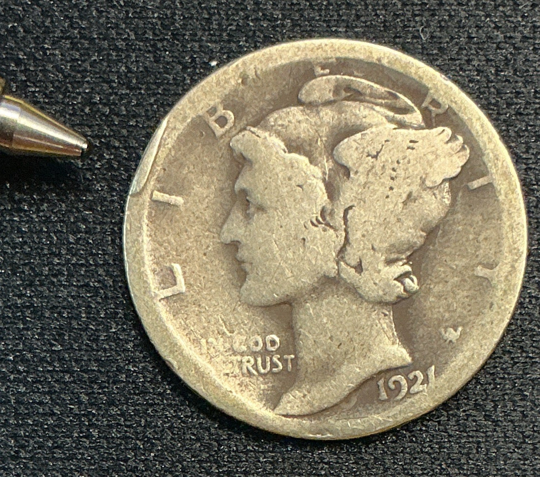 1921-D Mercury Dime, KEY DATE, Good Circulated Coin, Store #DE0529