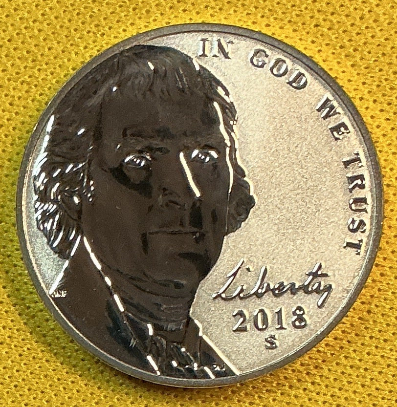 2018-S Jefferson Nickel, Reverse Proof Uncirculated Proof Coin. Store #NL1110