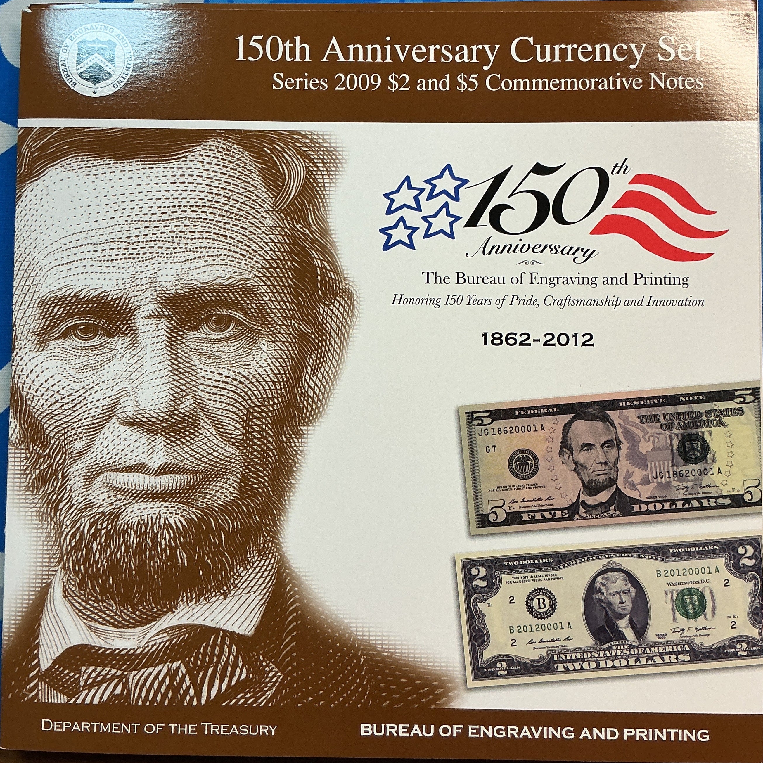 2009 Series $5 & $2 Notes, F.R.B, 150th Anniversary BEP, #FRN008
