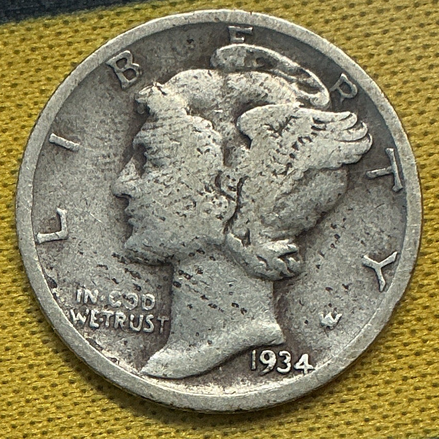 1934-D Mercury Dime, Good Circulated Coin, Store #DE0627