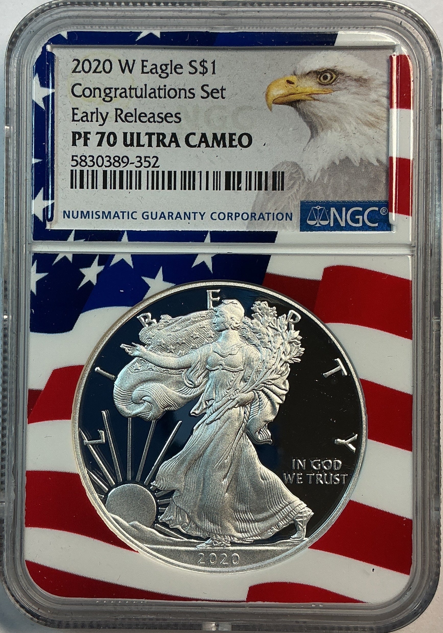 2020-W American Silver Eagle, NGC PF-70 Ultra Cameo, in BOX, Store# AE0372