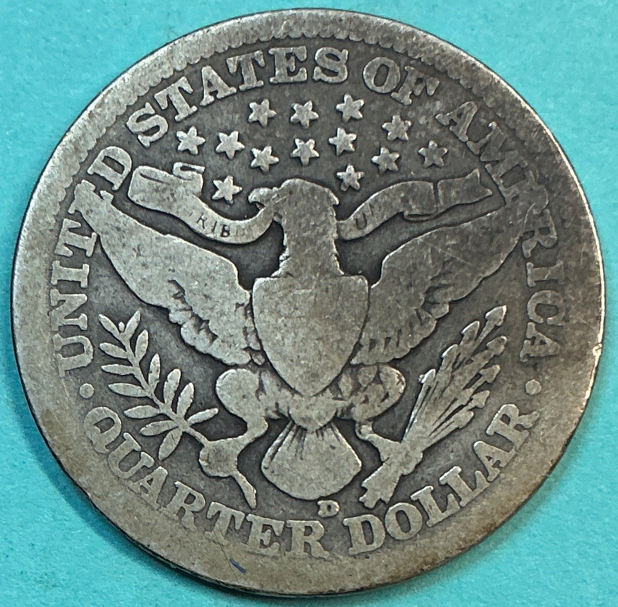 1914-D Barber Quarter., Good Circulated Details., Store#QR1317