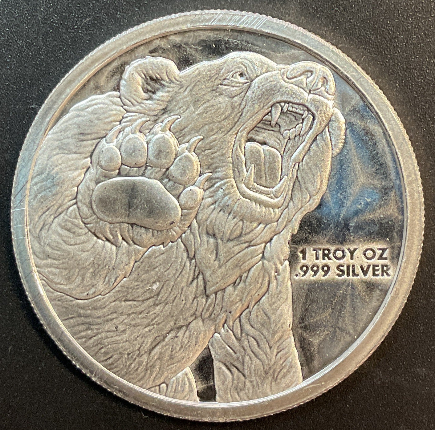 .999 silver, 1 Troy Ounce, Bull & Bear Silver Round Bullion, Store #SR024