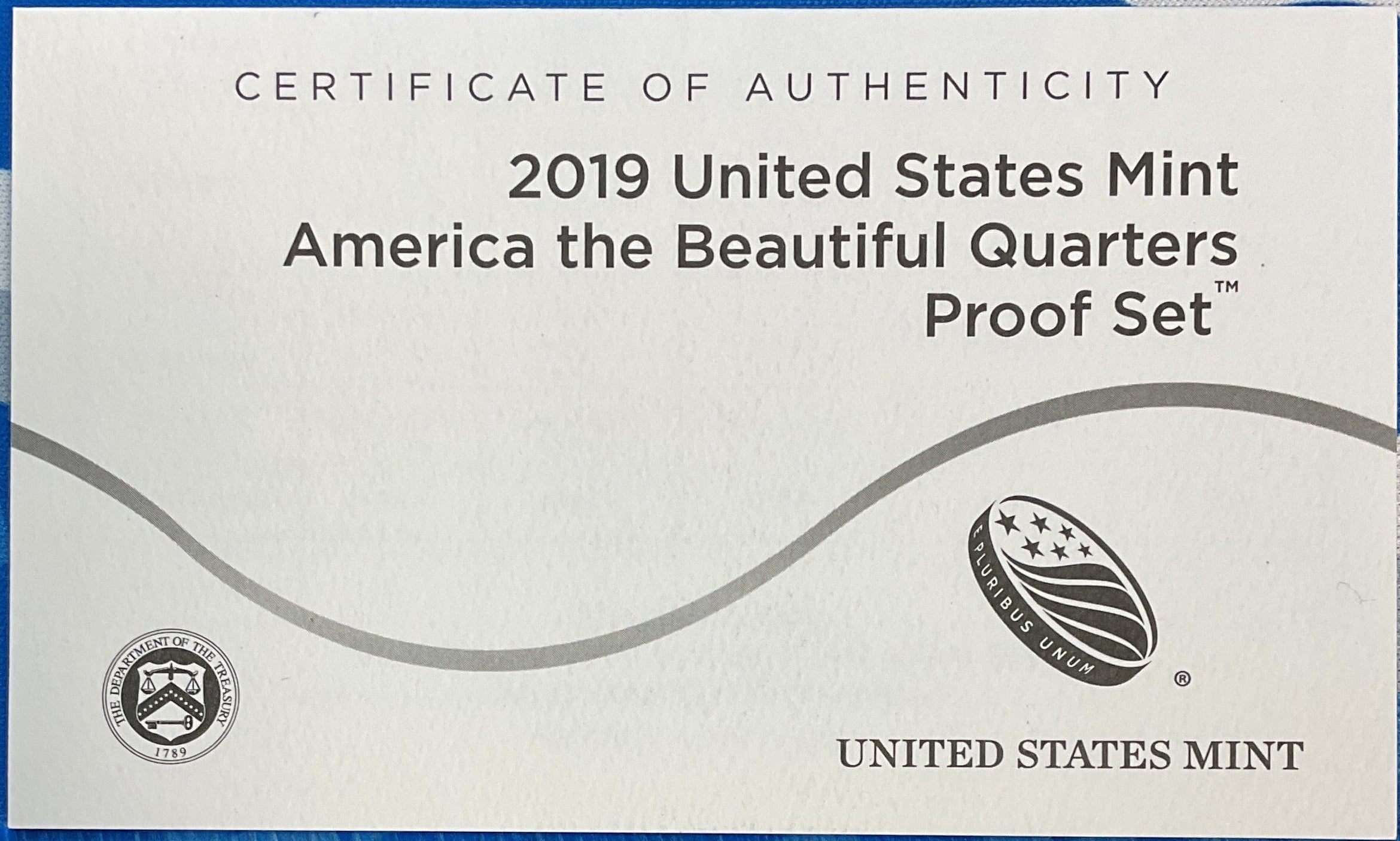 2019 U.S. Mint America the Beautiful Quarters Proof Set, in Original Government Packaging