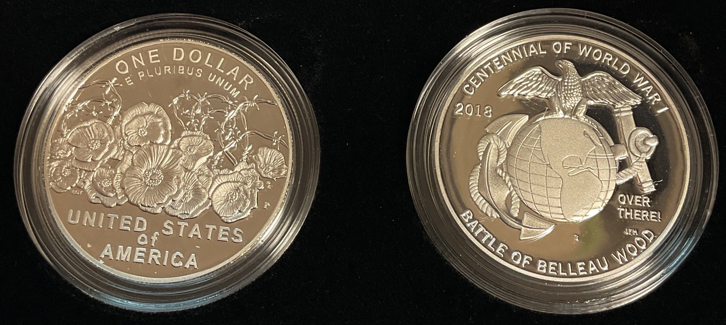 2018 World War I, Silver Dollar and Marine Corps Silver Medal Set, U.S. Mint #SR017