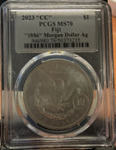 .999 silver, 1 Troy Ounce, 2023 Fiji Privy Morgan Ag, PCGS MS-70, Store